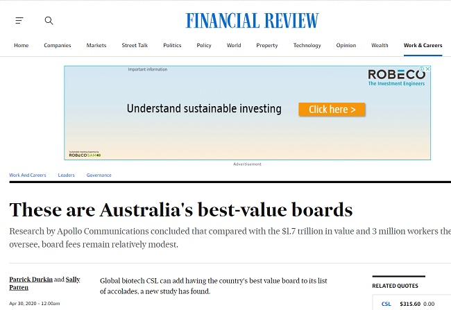 Featured in the Australian Financial Review: These are Australia’s best-value boards